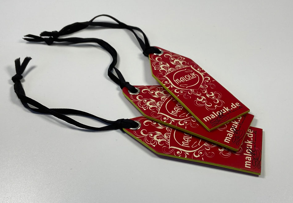 PAINTING EDGE PAPER HANGTAG WITH VELVET TAPE