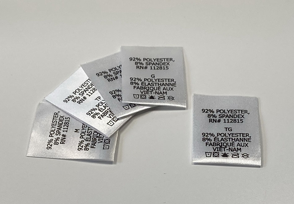 PRINTED POLYESTER SATIN CARE LABEL